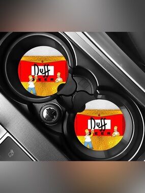 Simpson's Duff Beer Car Coasters Absorbent Set of (2)